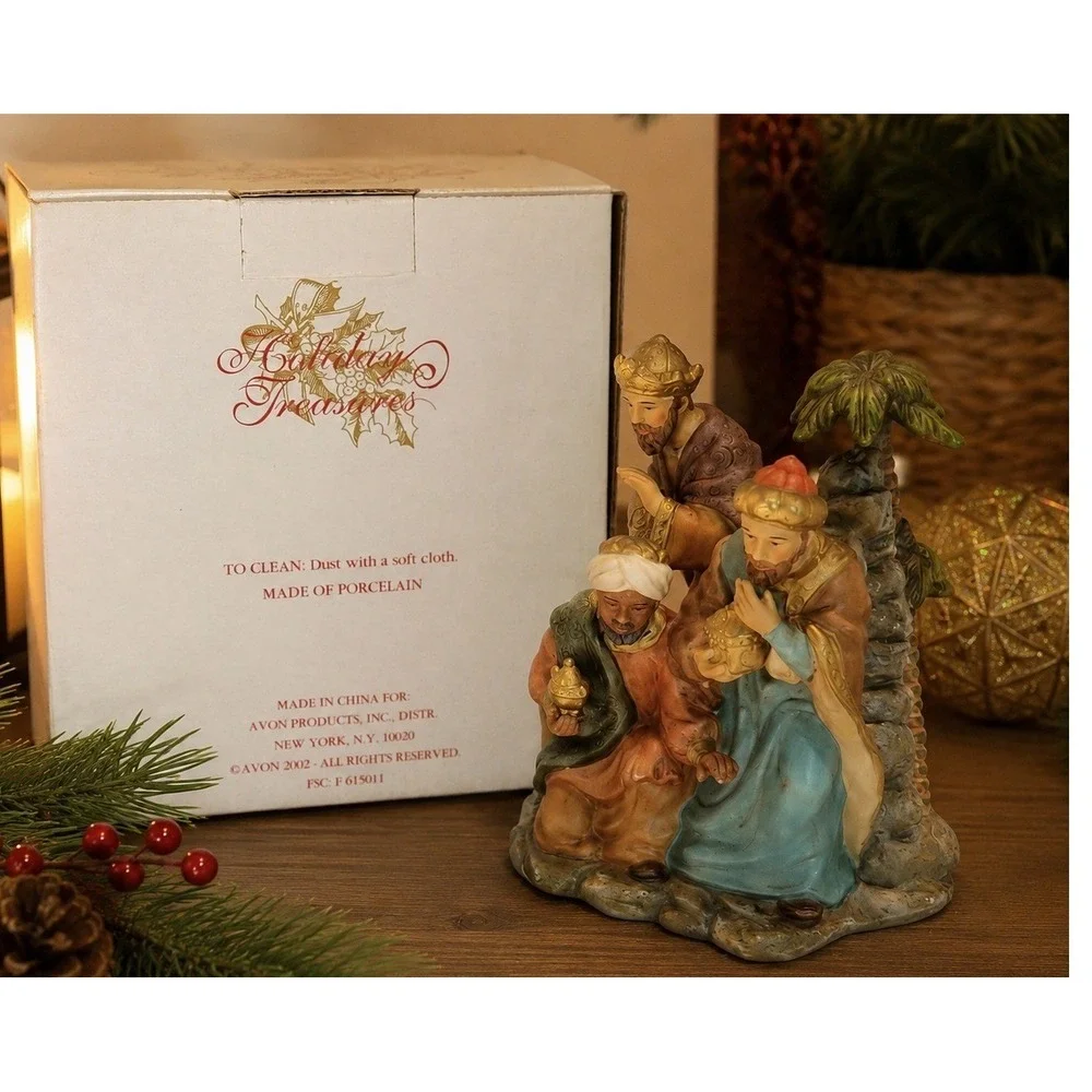 Avon Nativity Figurine Holiday Treasures Three Wise Men Porcelain Multicolor 6in